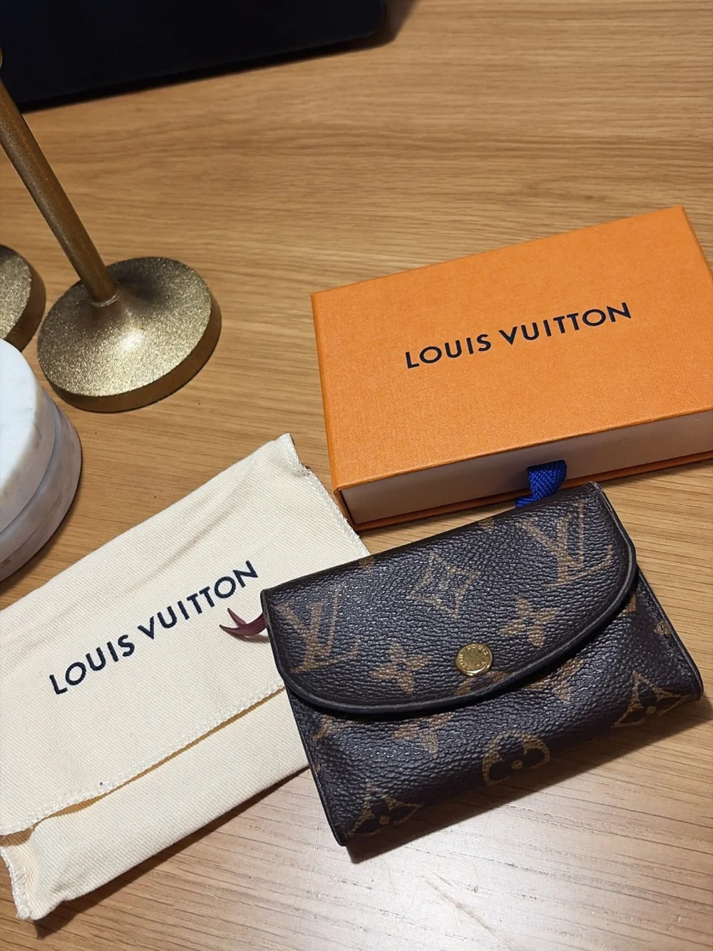 Louis Vuitton Monogram Canvas Brown Key & Card Pouch with Gold Snap